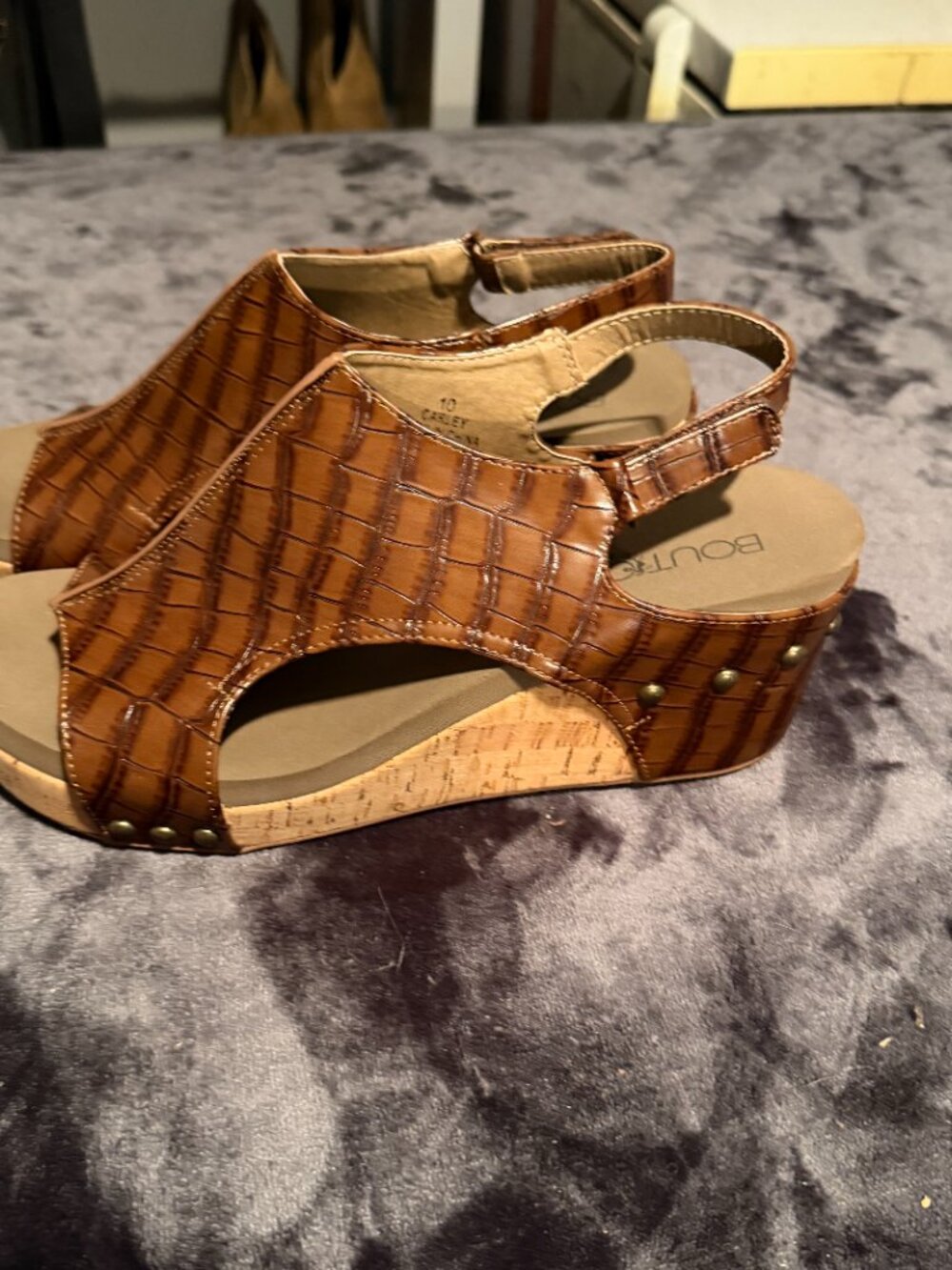 Corkys - Carley Wedge - Brown Croco - 10 - Picture 3 of 8